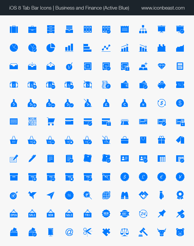 business finance iOS tab bar icons blue