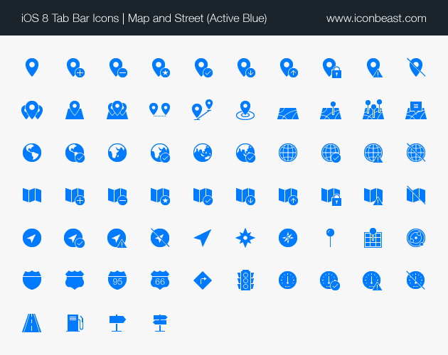 map street iOS tab bar icons blue