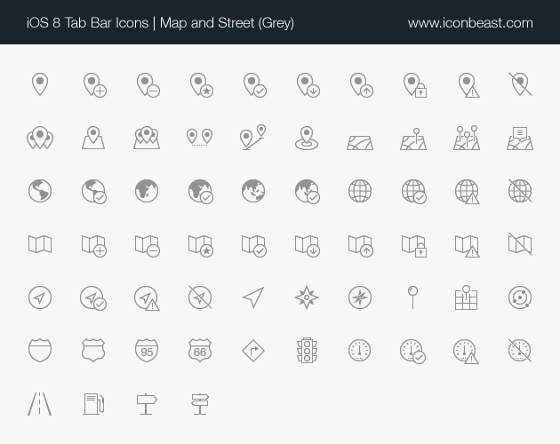 map street iOS tab bar icons black