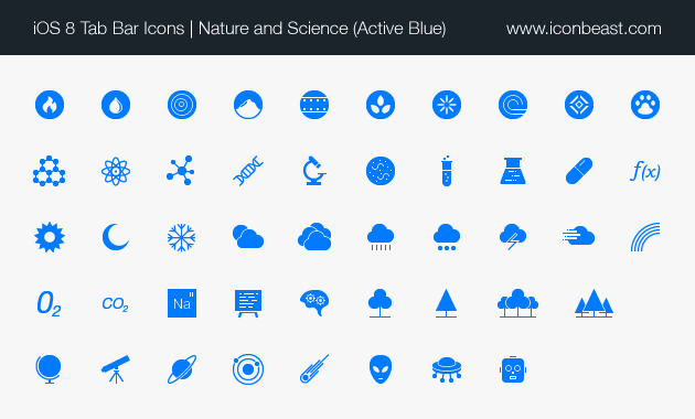 nature science iOS tab bar icons blue