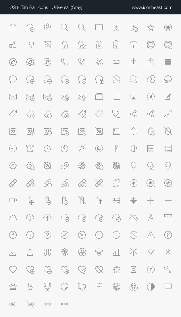 universal iOS tab bar icons black